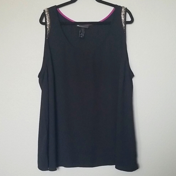 Lane Bryant Going Out Dressy Embellished black tank size 28 - Picture 1 of 6